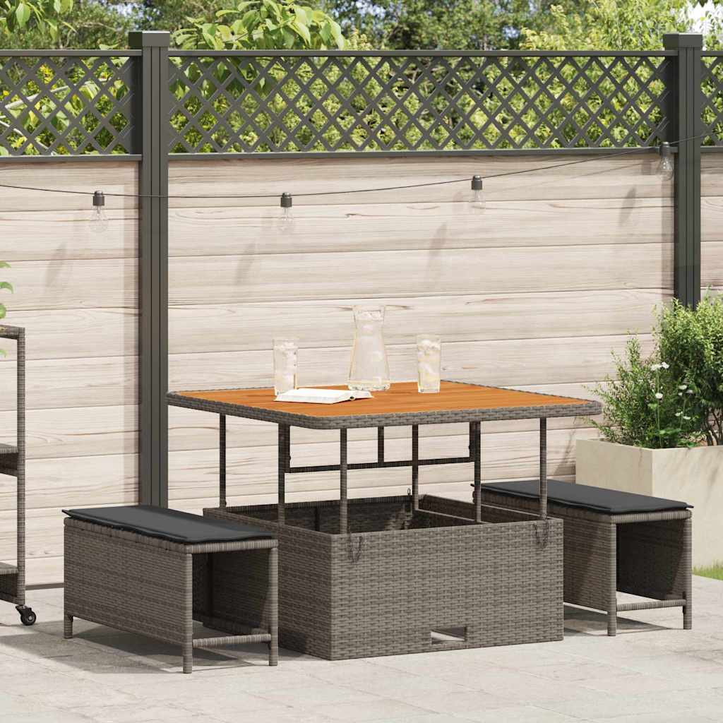 Tuin eettafelset Grijs poly rattan is nu te koop bij PeponiXL, paradijselijk wonen!