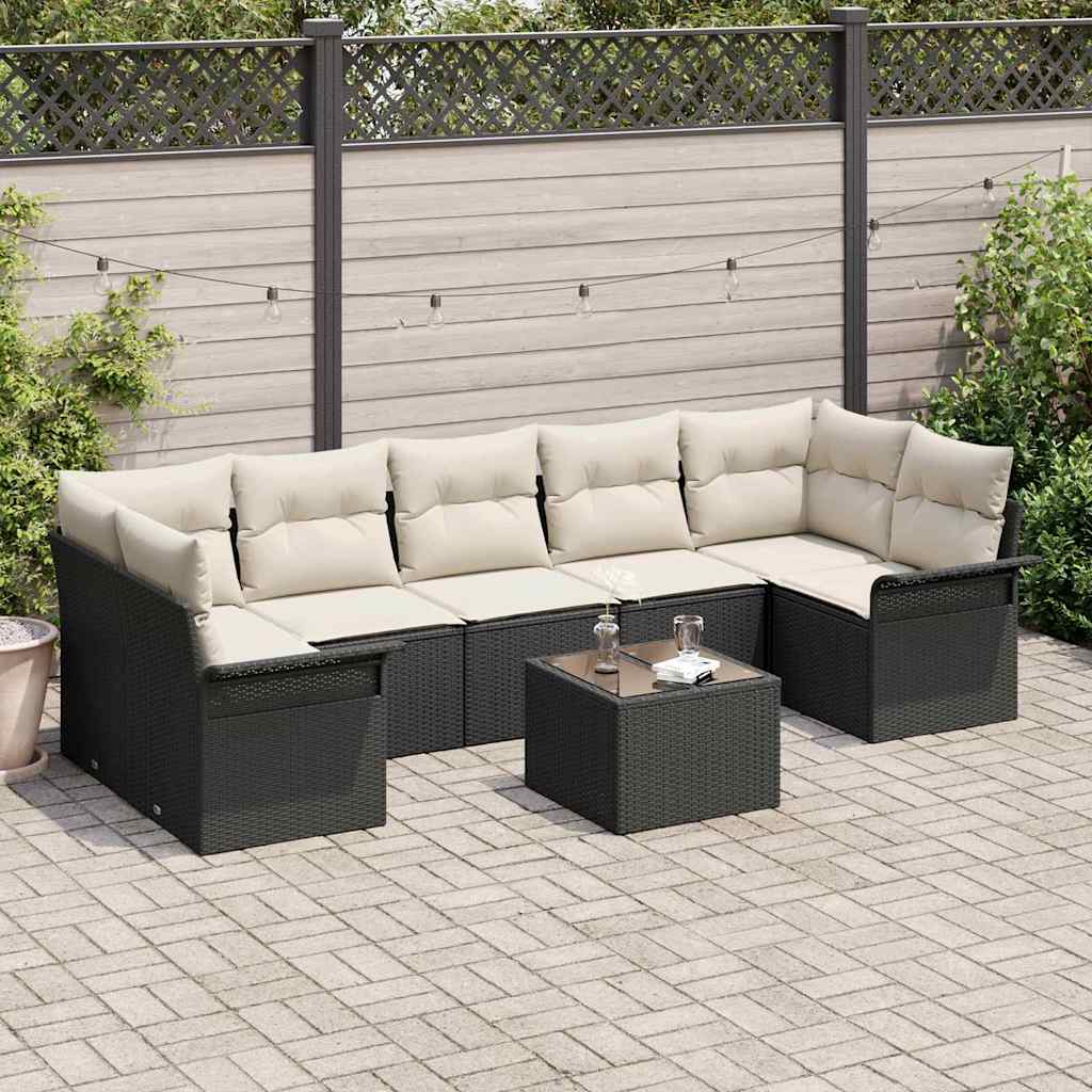 Tuin Sofa Set 8 st Zwart poly rattan is nu te koop bij PeponiXL, paradijselijk wonen!