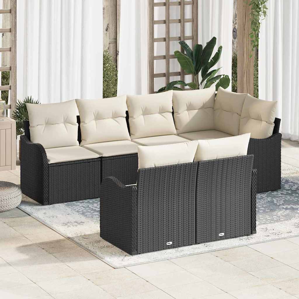 Tuin Sofa Set 7 st Zwart poly rattan is nu te koop bij PeponiXL, paradijselijk wonen!