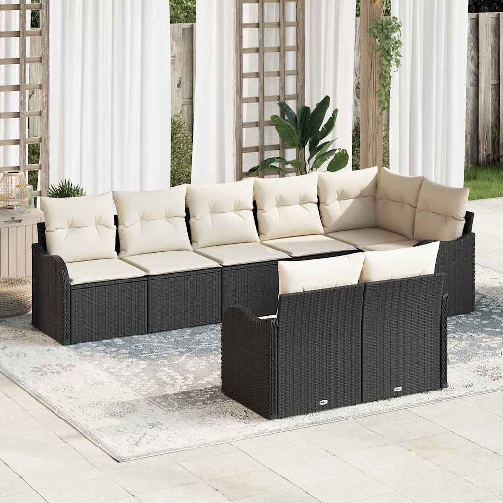 Tuin Sofa Set 8 pcs Zwart poly rattan is nu te koop bij PeponiXL, paradijselijk wonen!