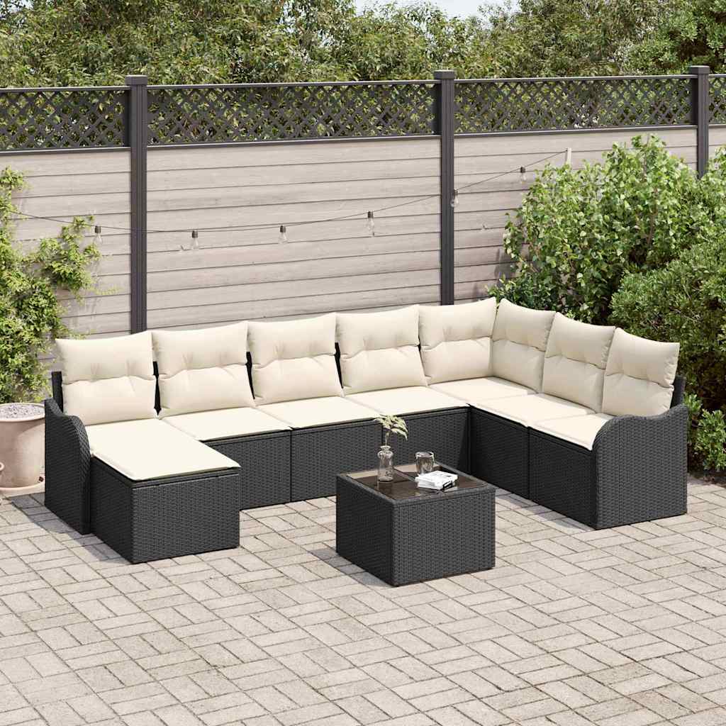 Tuin Sofa Set 9 st Zwart poly rattan is nu te koop bij PeponiXL, paradijselijk wonen!