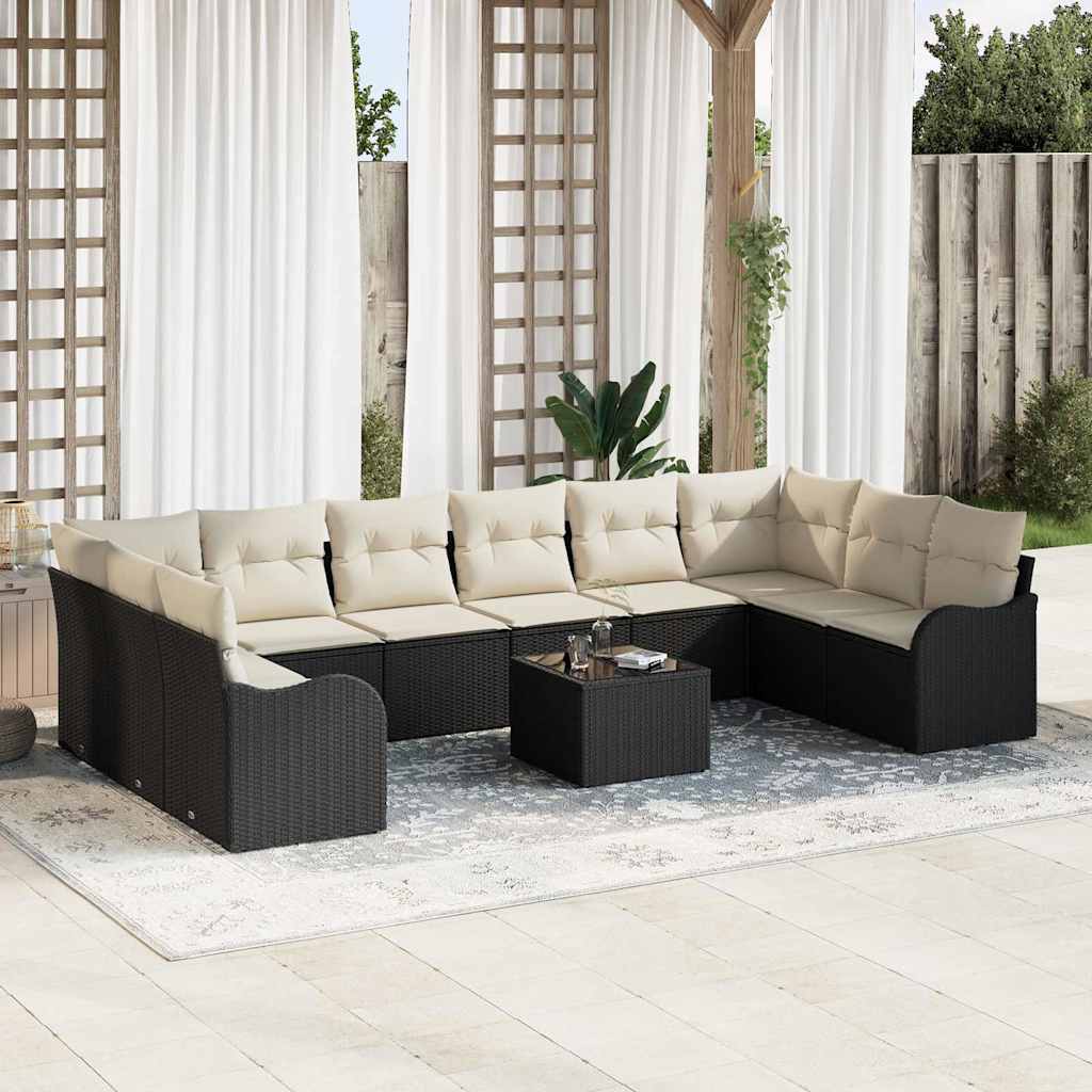 Tuin Sofa Set Zwart 55 x 55 x 37 cm poly rattan is nu te koop bij PeponiXL, paradijselijk wonen!