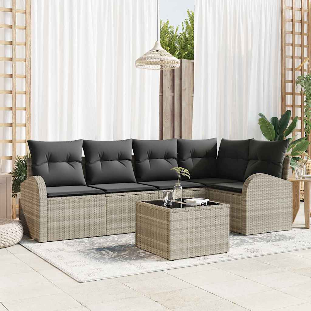 Bankstel met kussen 6 pcs Lichtgrijs Polyester is nu te koop bij PeponiXL, paradijselijk wonen!