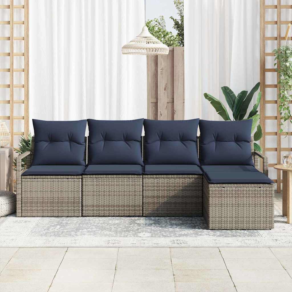 Bankstel 5 pcs Grijs poly rattan is nu te koop bij PeponiXL, paradijselijk wonen!