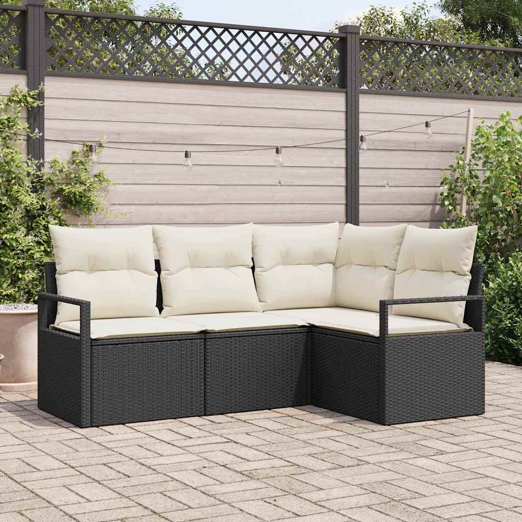 Bankstel 4 st Zwart poly rattan is nu te koop bij PeponiXL, paradijselijk wonen!