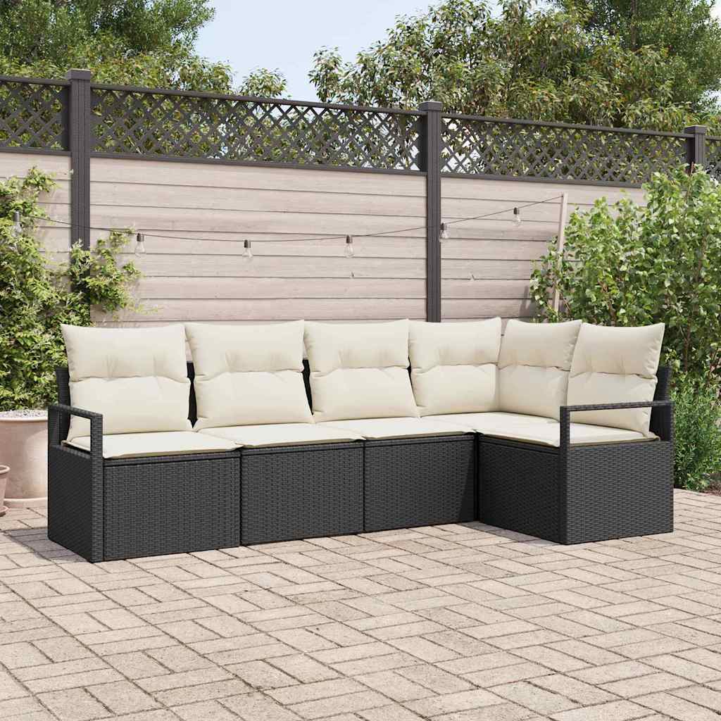 Bankstel 5 st Zwart poly rattan is nu te koop bij PeponiXL, paradijselijk wonen!