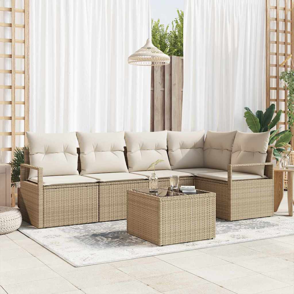 Bankstel 6 pcs Beige poly rattan is nu te koop bij PeponiXL, paradijselijk wonen!