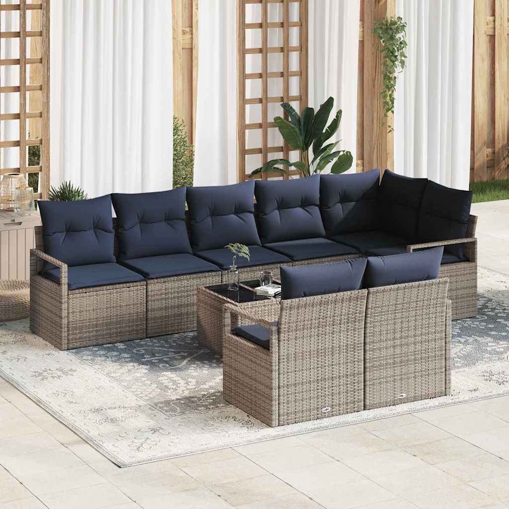 Bankstel 9 pcs Grijs poly rattan is nu te koop bij PeponiXL, paradijselijk wonen!