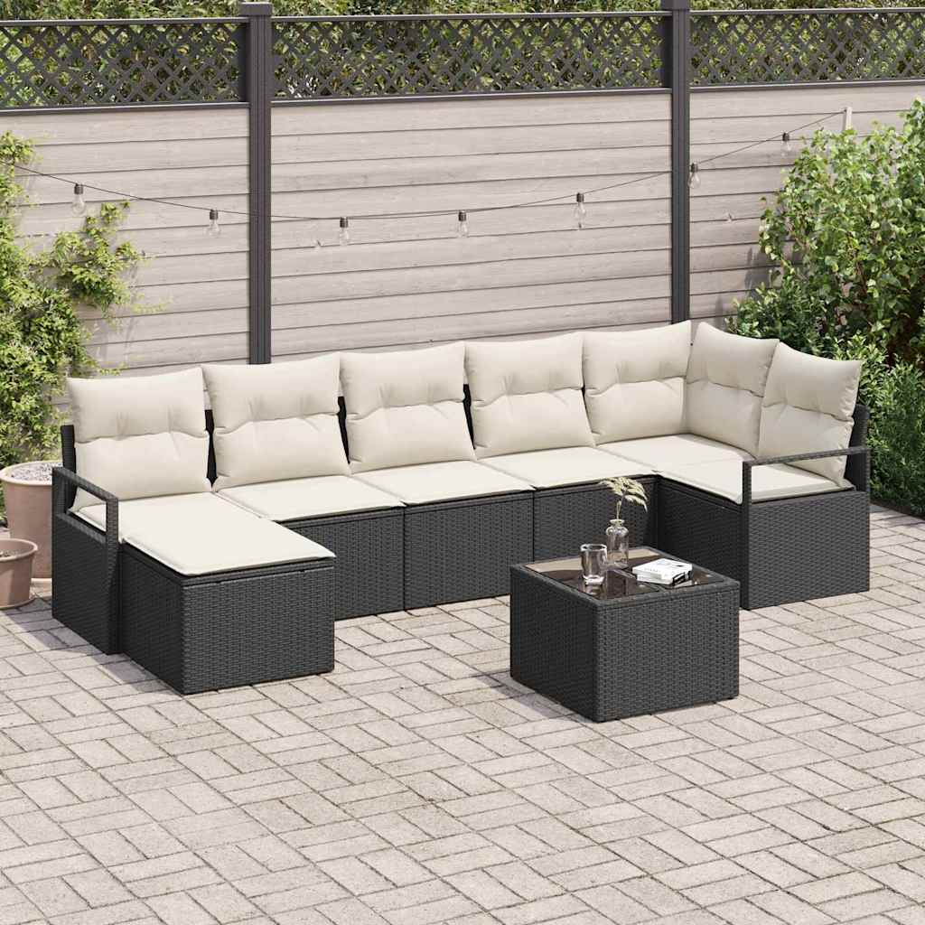 Bankstel met kussen 8 pcs Zwart poly rattan is nu te koop bij PeponiXL, paradijselijk wonen!