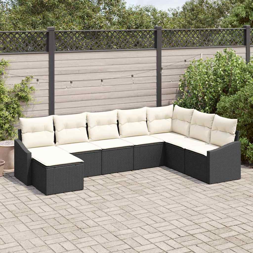 Bankstel 8 st Zwart poly rattan is nu te koop bij PeponiXL, paradijselijk wonen!