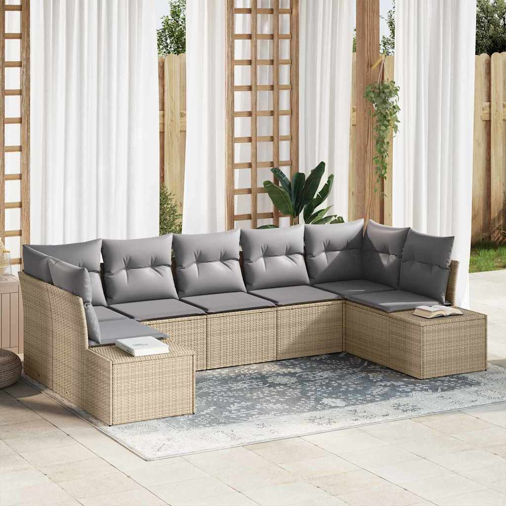 Tuin Sofa Set met kussen 7 pcs Beige poly rattan is nu te koop bij PeponiXL, paradijselijk wonen!
