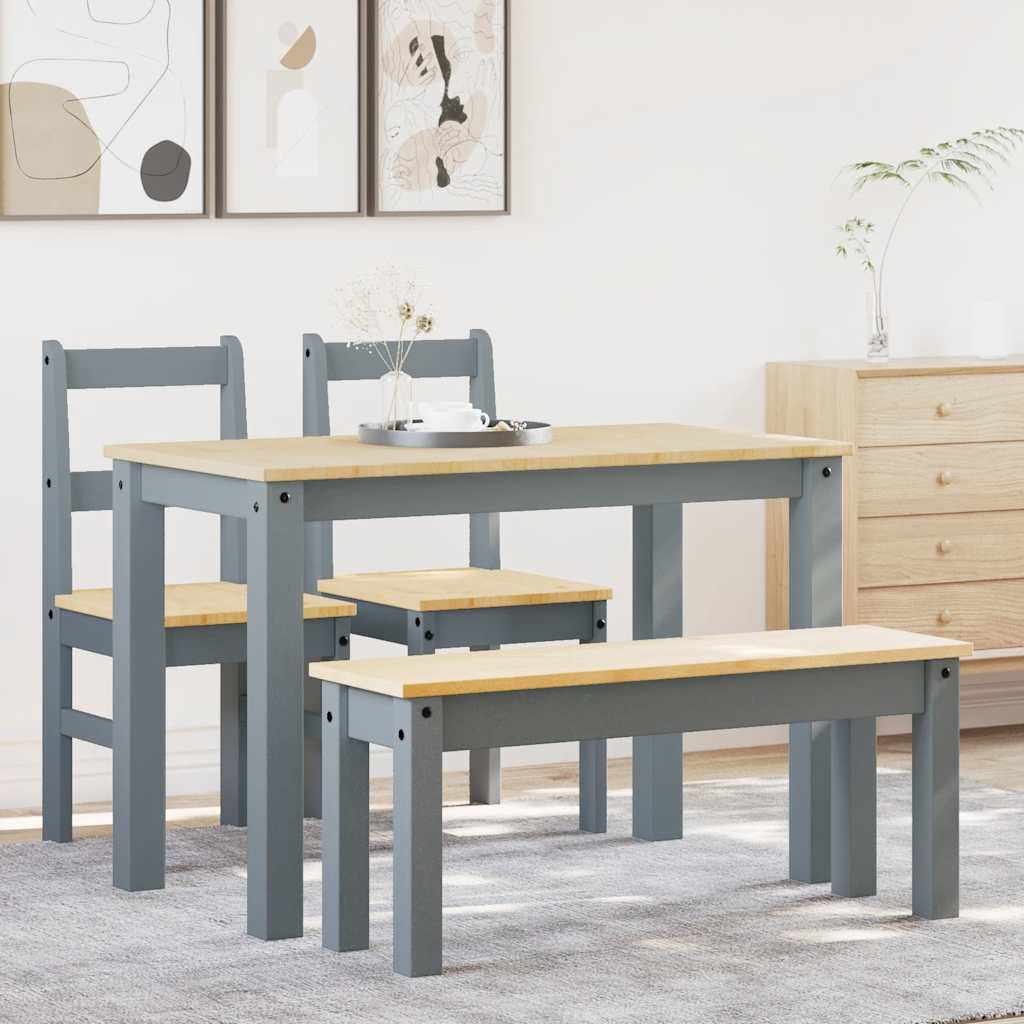 4-delige Eetset PANAMA massief grenenhout grijs is nu te koop bij PeponiXL, paradijselijk wonen!