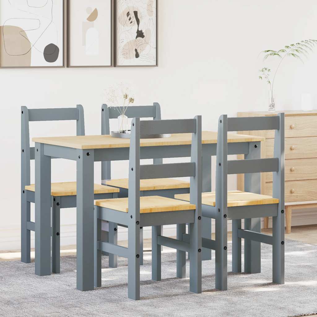 5-delige Eetset PANAMA massief grenenhout grijs is nu te koop bij PeponiXL, paradijselijk wonen!
