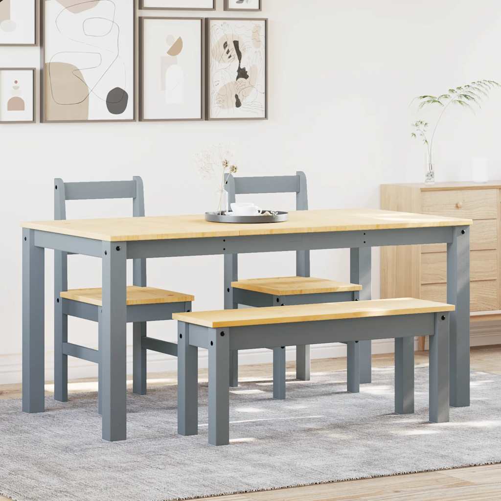 4-delige Eetset PANAMA massief grenenhout grijs is nu te koop bij PeponiXL, paradijselijk wonen!