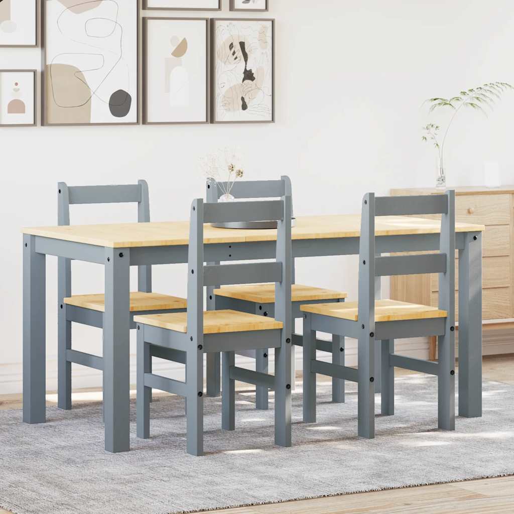 5-delige Eetset PANAMA massief grenenhout grijs is nu te koop bij PeponiXL, paradijselijk wonen!