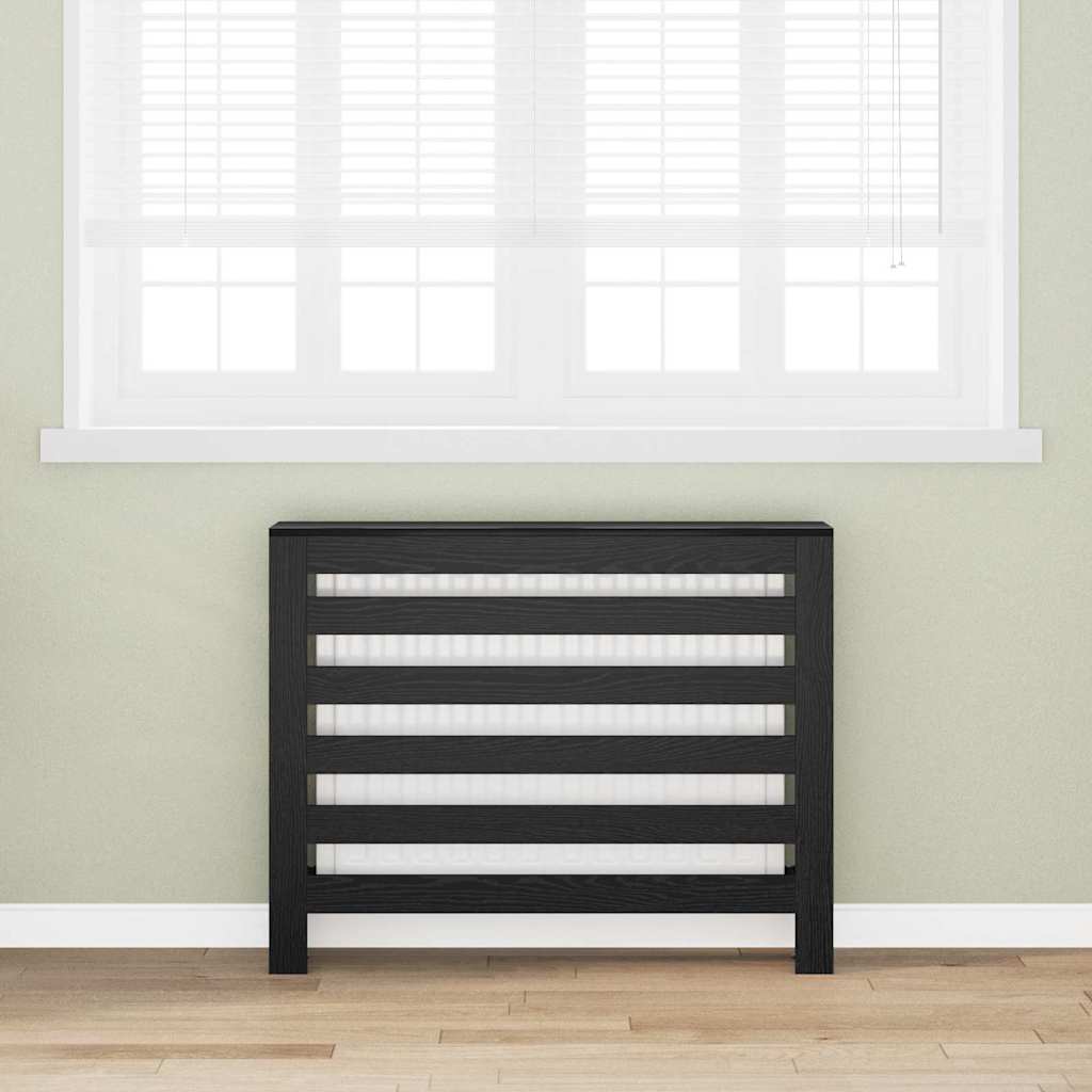 Radiatorafdekking Zwart Eiken 104 x 20 x 82 cm Bewerkt hout is nu te koop bij PeponiXL, paradijselijk wonen!