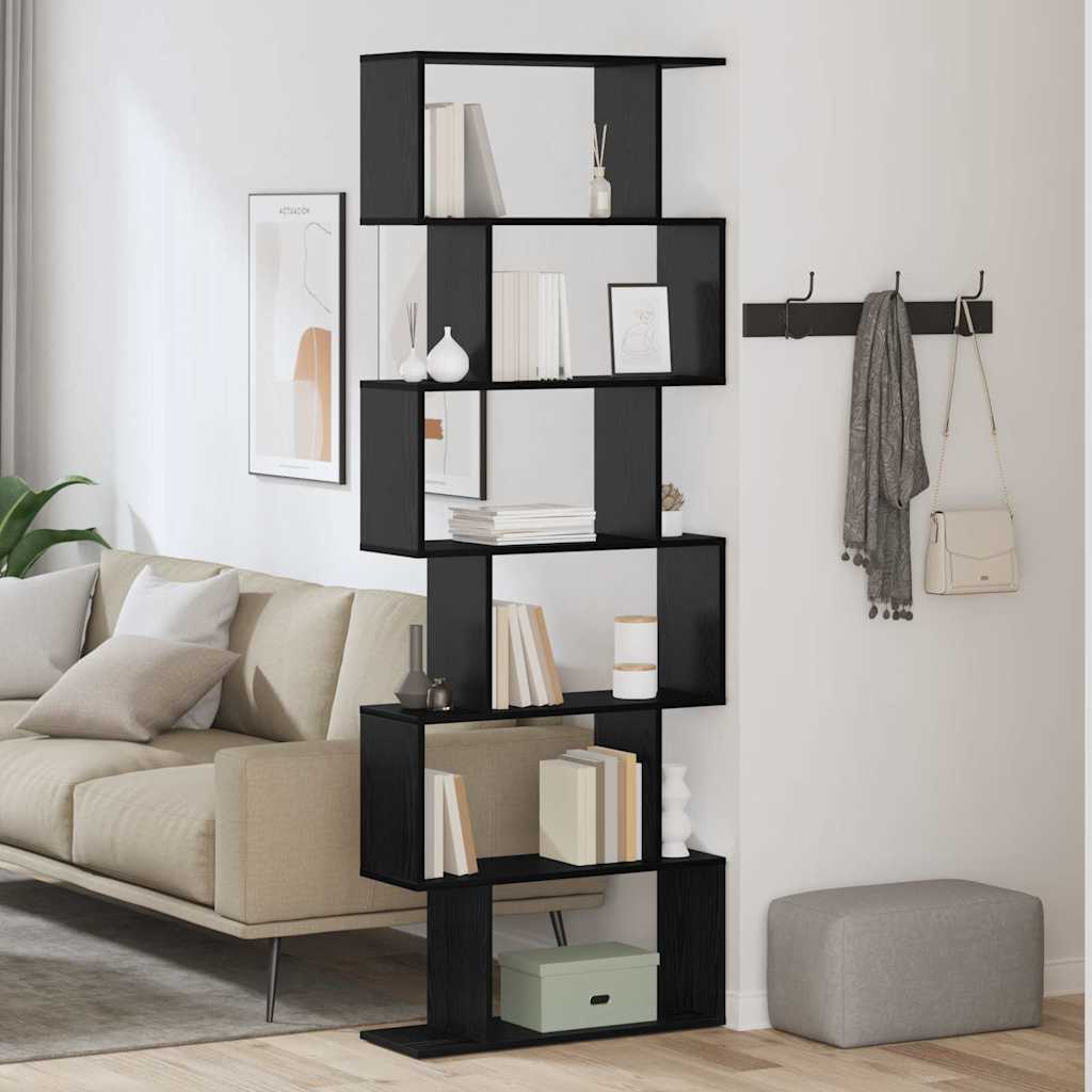 Boekenkast Zwart Eiken 70 x 24 x 193,5 cm Bewerkt hout is nu te koop bij PeponiXL, paradijselijk wonen!