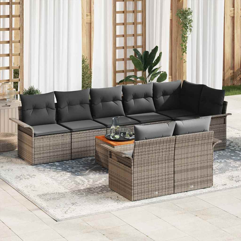 Tuinbankenset met kussen 9 pcs Grijs poly rattan is nu te koop bij PeponiXL, paradijselijk wonen!