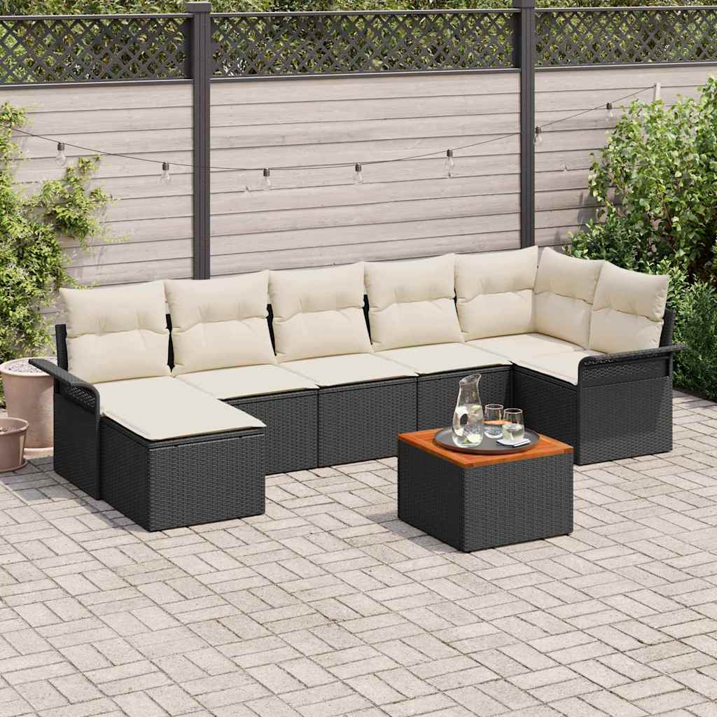 Tuinbankenset met kussen 8 pcs Zwart poly rattan is nu te koop bij PeponiXL, paradijselijk wonen!