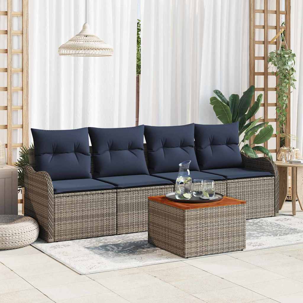 Tuinbankenset 5 st Grijs poly rattan is nu te koop bij PeponiXL, paradijselijk wonen!