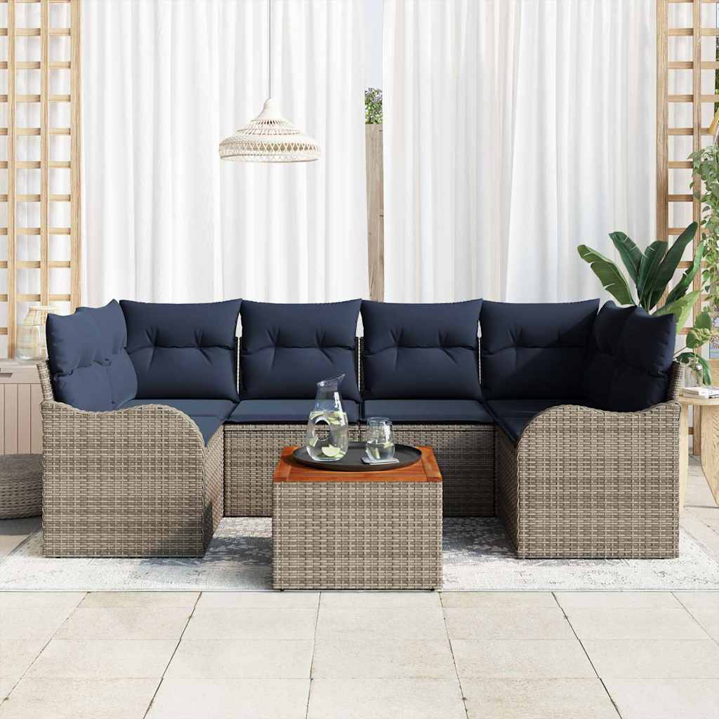 Tuinbankenset 7 st Grijs poly rattan is nu te koop bij PeponiXL, paradijselijk wonen!