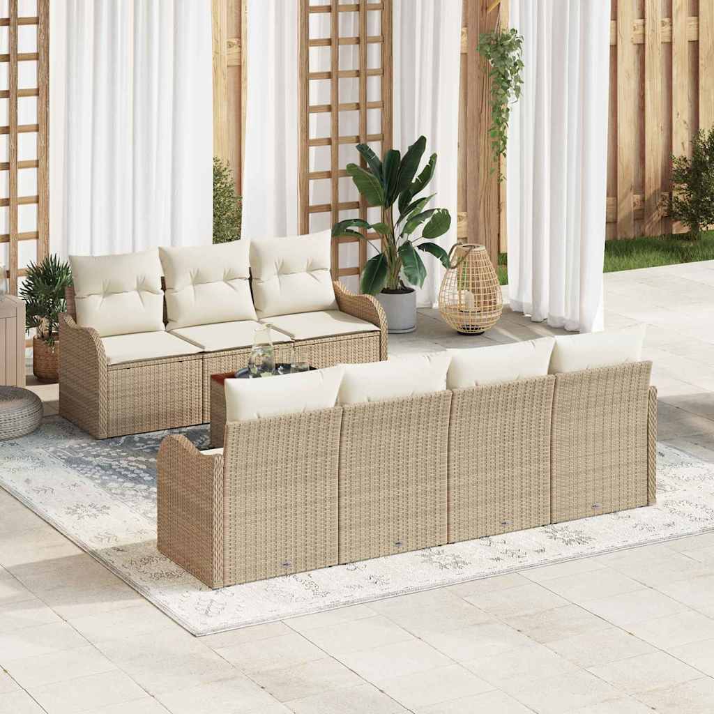 Tuinbankenset met kussen 8 pcs Beige poly rattan is nu te koop bij PeponiXL, paradijselijk wonen!
