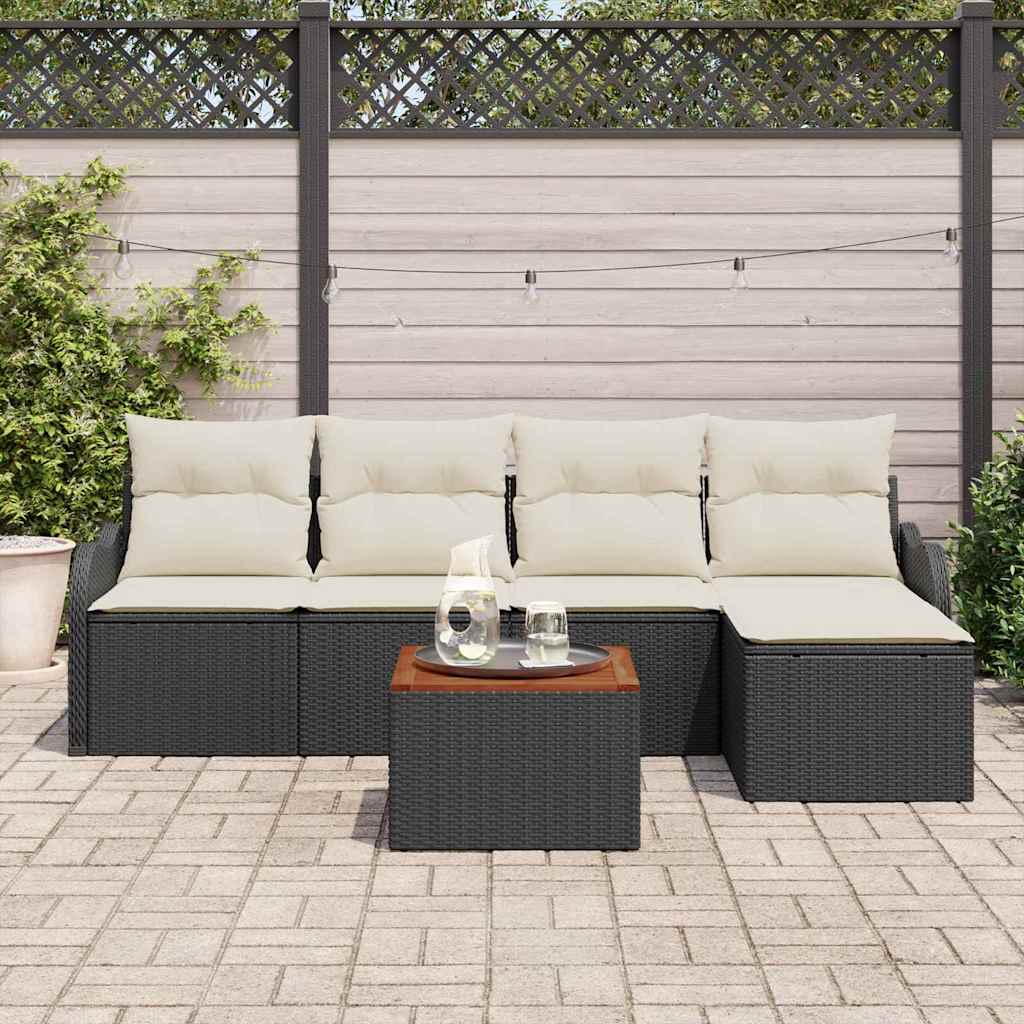 Tuinbankenset met kussen 6 pcs Zwart poly rattan is nu te koop bij PeponiXL, paradijselijk wonen!
