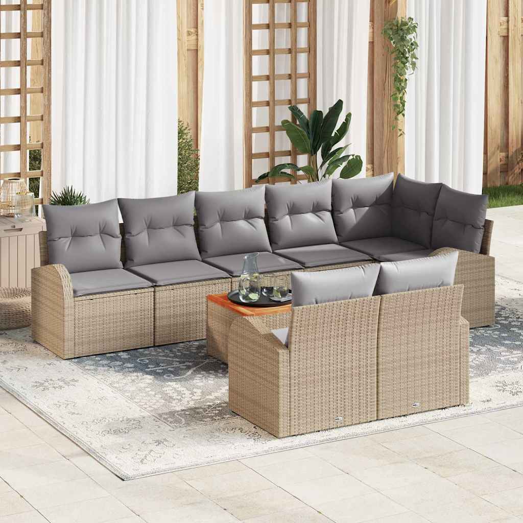 Tuinbankenset met kussen 9 pcs Beige poly rattan is nu te koop bij PeponiXL, paradijselijk wonen!