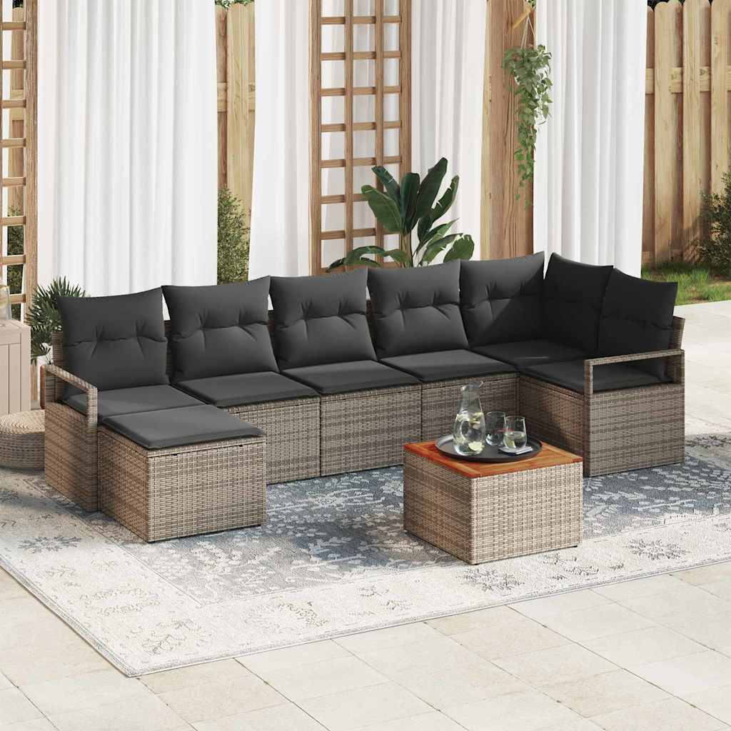 Tuinbankenset met kussen 8 pcs Grijs poly rattan is nu te koop bij PeponiXL, paradijselijk wonen!
