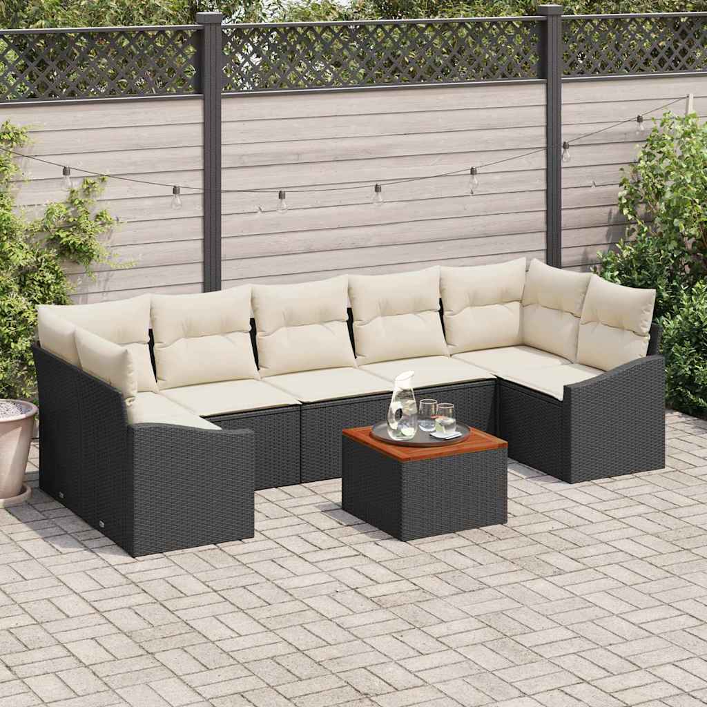 Tuinbankenset 8 st Zwart poly rattan is nu te koop bij PeponiXL, paradijselijk wonen!