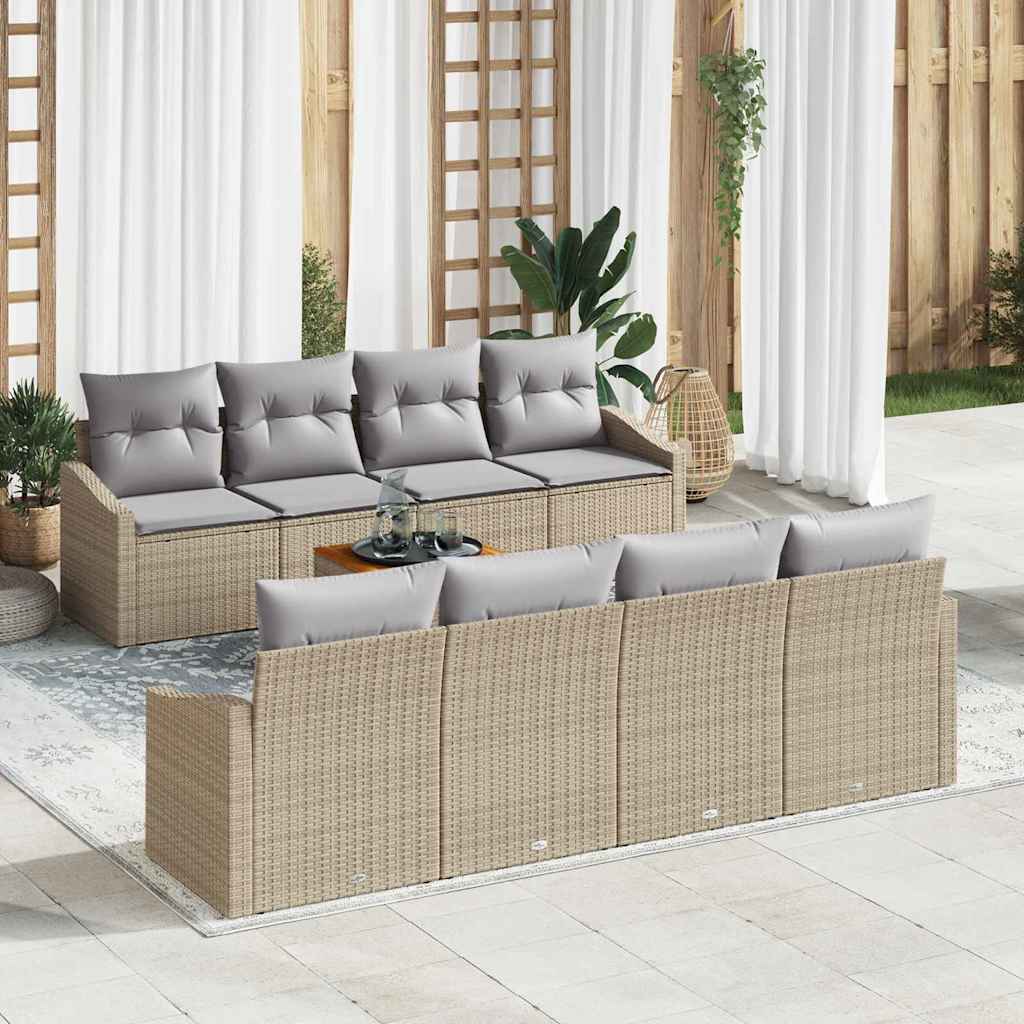 Tuinbankenset met kussen 9 pcs Beige poly rattan is nu te koop bij PeponiXL, paradijselijk wonen!