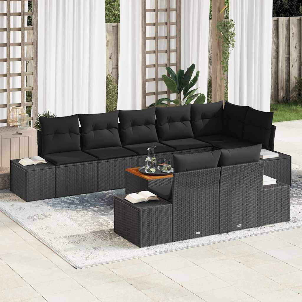 Tuinbankenset met kussen 9 pcs Zwart poly rattan is nu te koop bij PeponiXL, paradijselijk wonen!