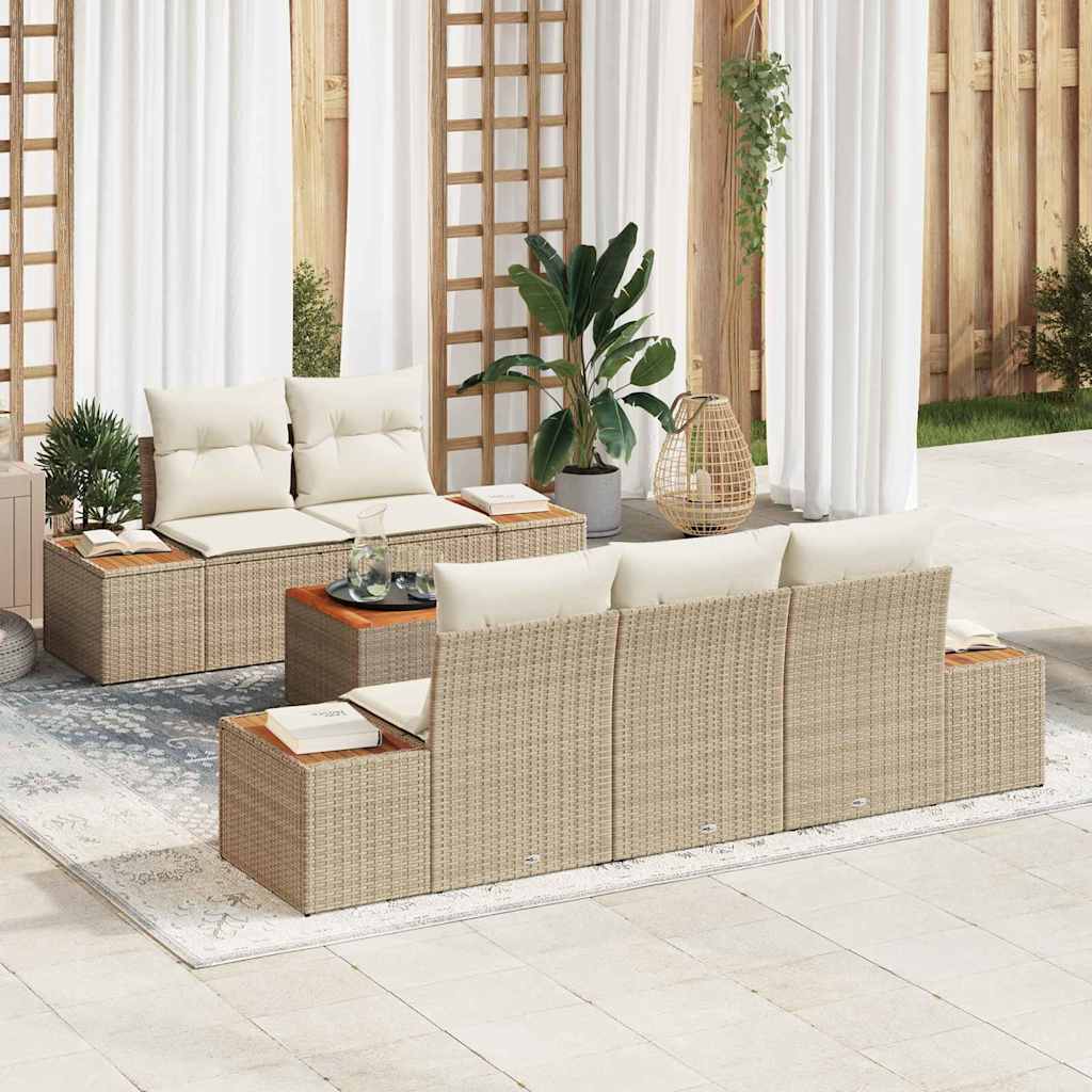 Tuinbankenset met kussen 6 pcs Beige Poly riet is nu te koop bij PeponiXL, paradijselijk wonen!