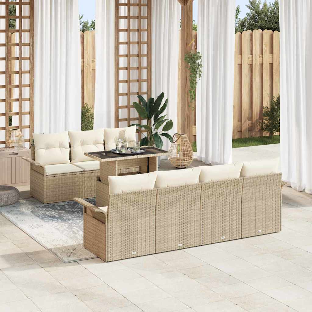 Tuin Sofa Set met kussen 8 pcs Beige poly rattan is nu te koop bij PeponiXL, paradijselijk wonen!