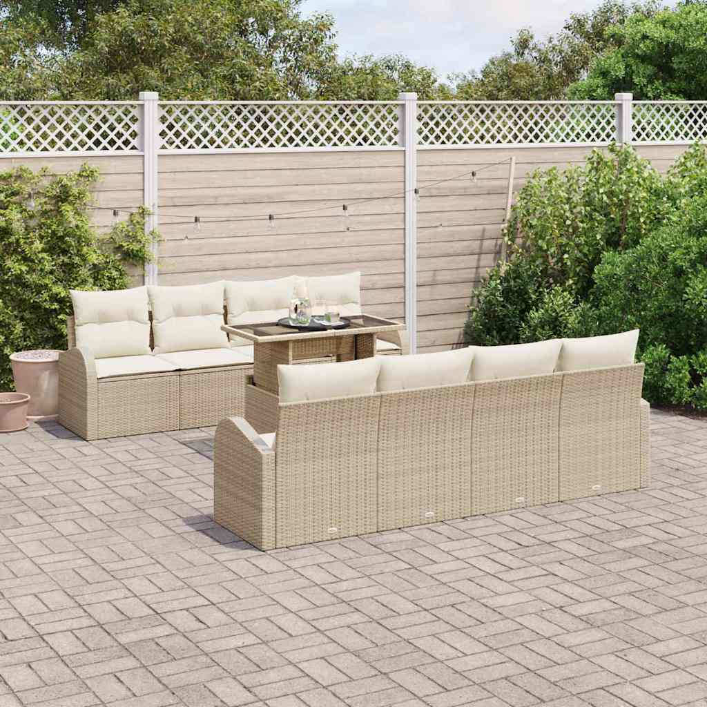 Tuin Sofa Set met kussen 7 pcs Beige Poly riet is nu te koop bij PeponiXL, paradijselijk wonen!