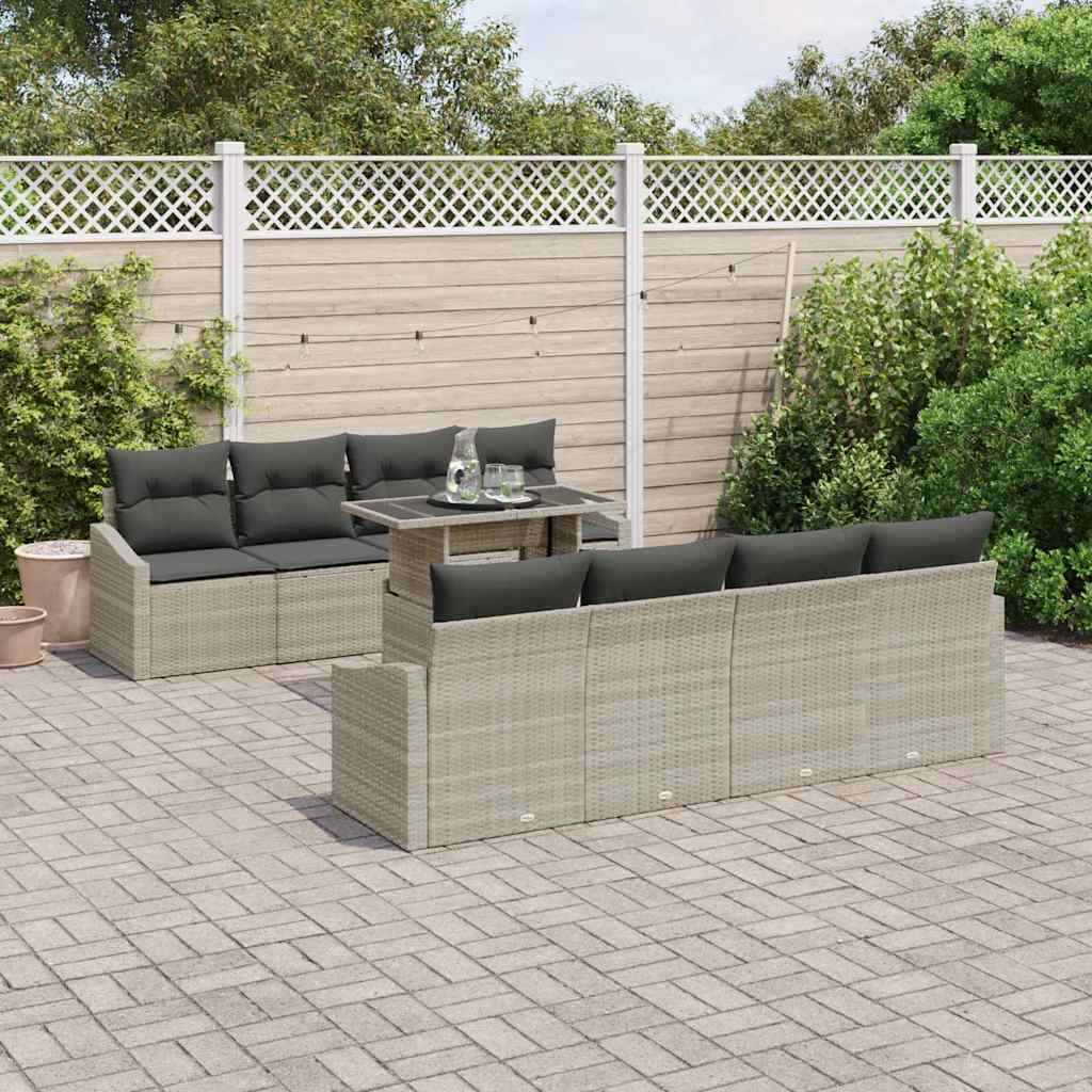 Tuin Sofa Set met kussen 7 pcs Lichtgrijs poly rattan is nu te koop bij PeponiXL, paradijselijk wonen!