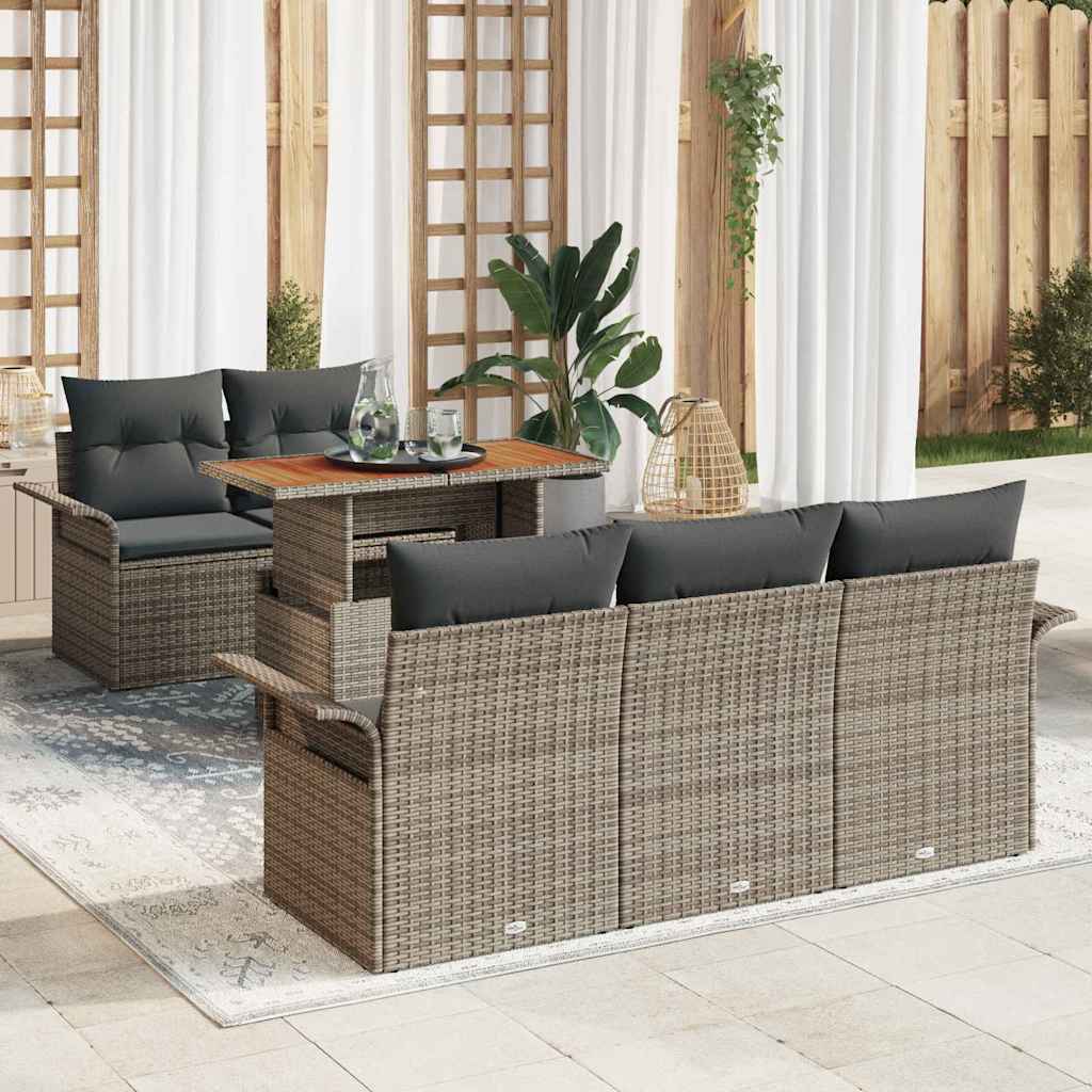 Tuinbankenset met kussen 6 pcs Grijs poly rattan is nu te koop bij PeponiXL, paradijselijk wonen!