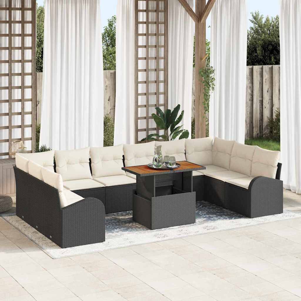 Tuin Sofa Set met kussen 11 pcs Zwart en crème is nu te koop bij PeponiXL, paradijselijk wonen!