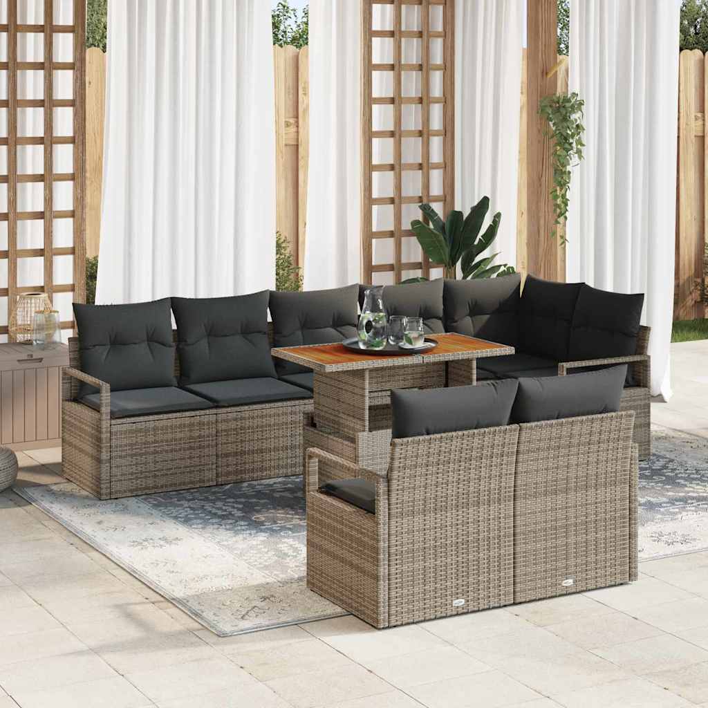 Tuin Sofa Set met kussen met kussen 9 pcs Grijs en Bruin is nu te koop bij PeponiXL, paradijselijk wonen!