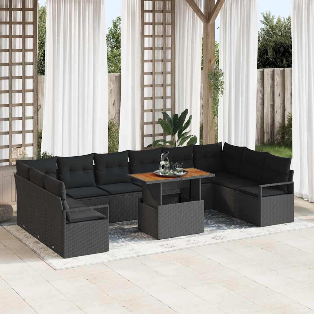 Tuin Sofa Set met kussen 11 pcs Zwart en Bruin is nu te koop bij PeponiXL, paradijselijk wonen!