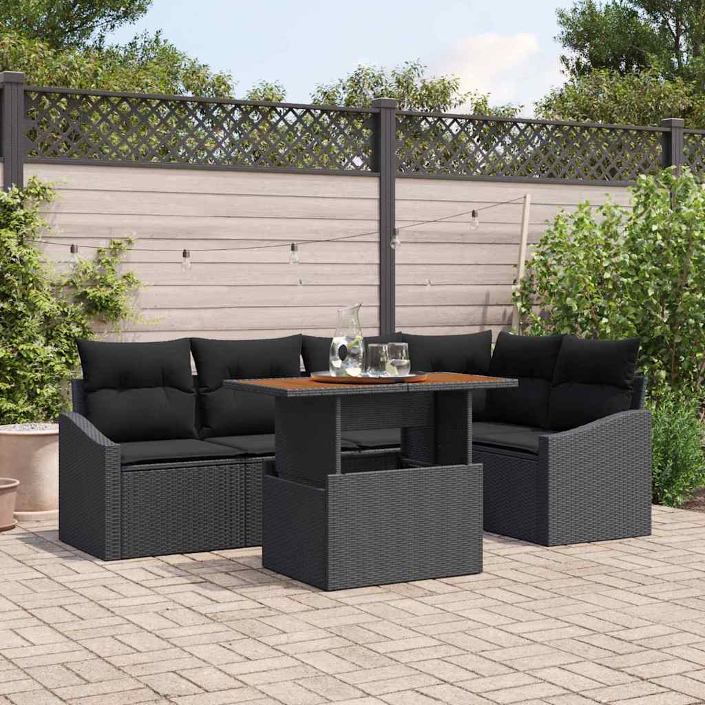 Tuin Eetset met kussen 6 pcs Zwart en Bruin is nu te koop bij PeponiXL, paradijselijk wonen!