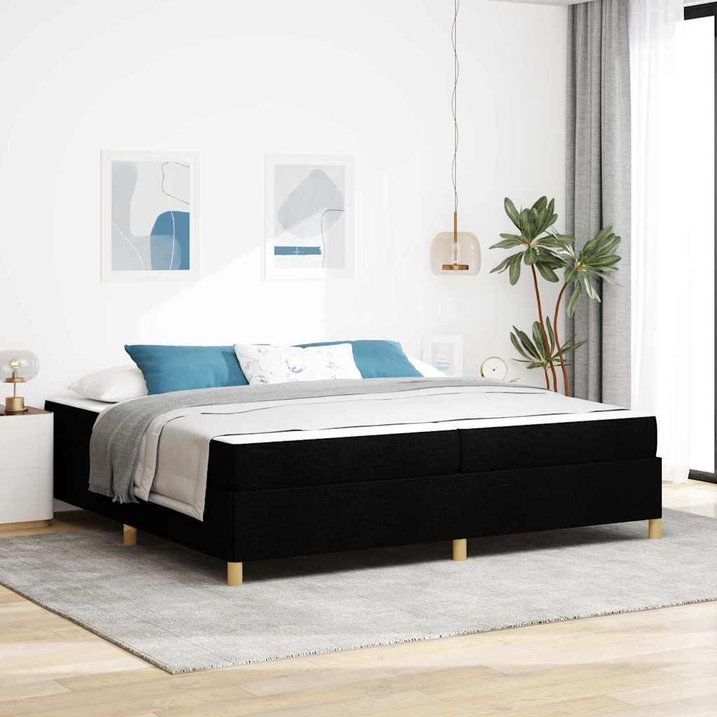 Bedframe met matras Zwart 200 x 200 cm Stof is nu te koop bij PeponiXL, paradijselijk wonen!