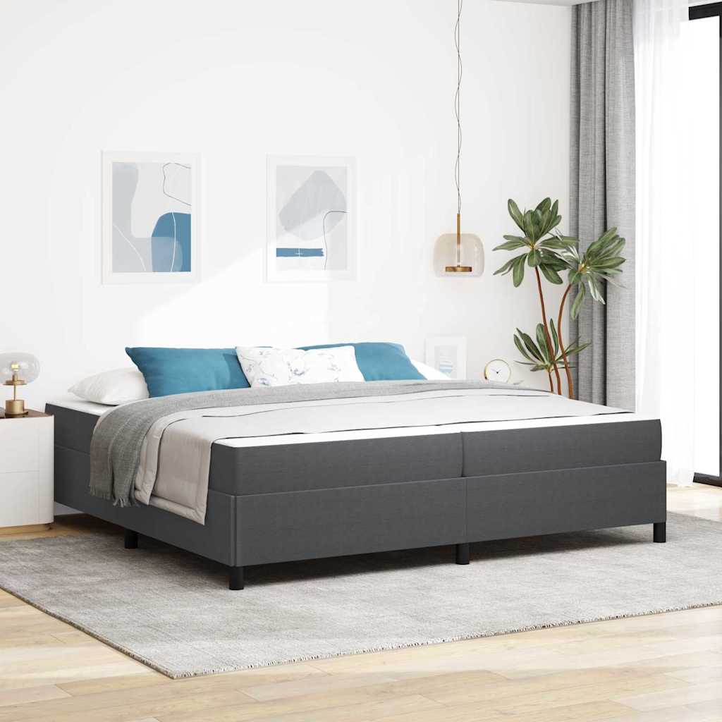 Bedframe met matras Donkergrijs 200 x 200 cm Stof is nu te koop bij PeponiXL, paradijselijk wonen!