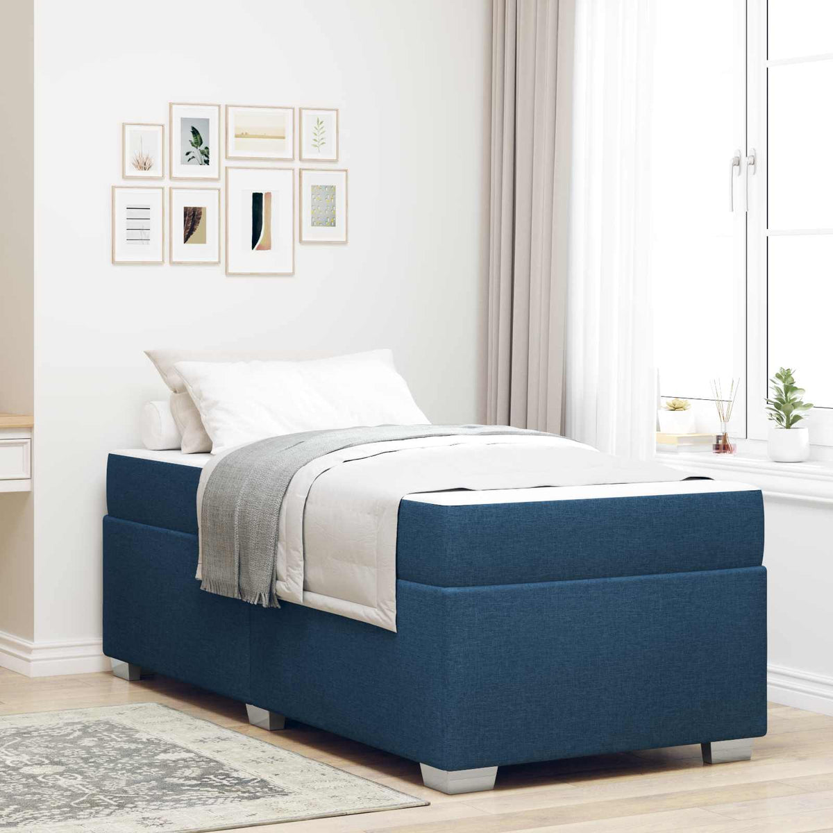 Bedframe met matras Blauw 80 x 200 cm Stof is nu te koop bij PeponiXL, paradijselijk wonen!