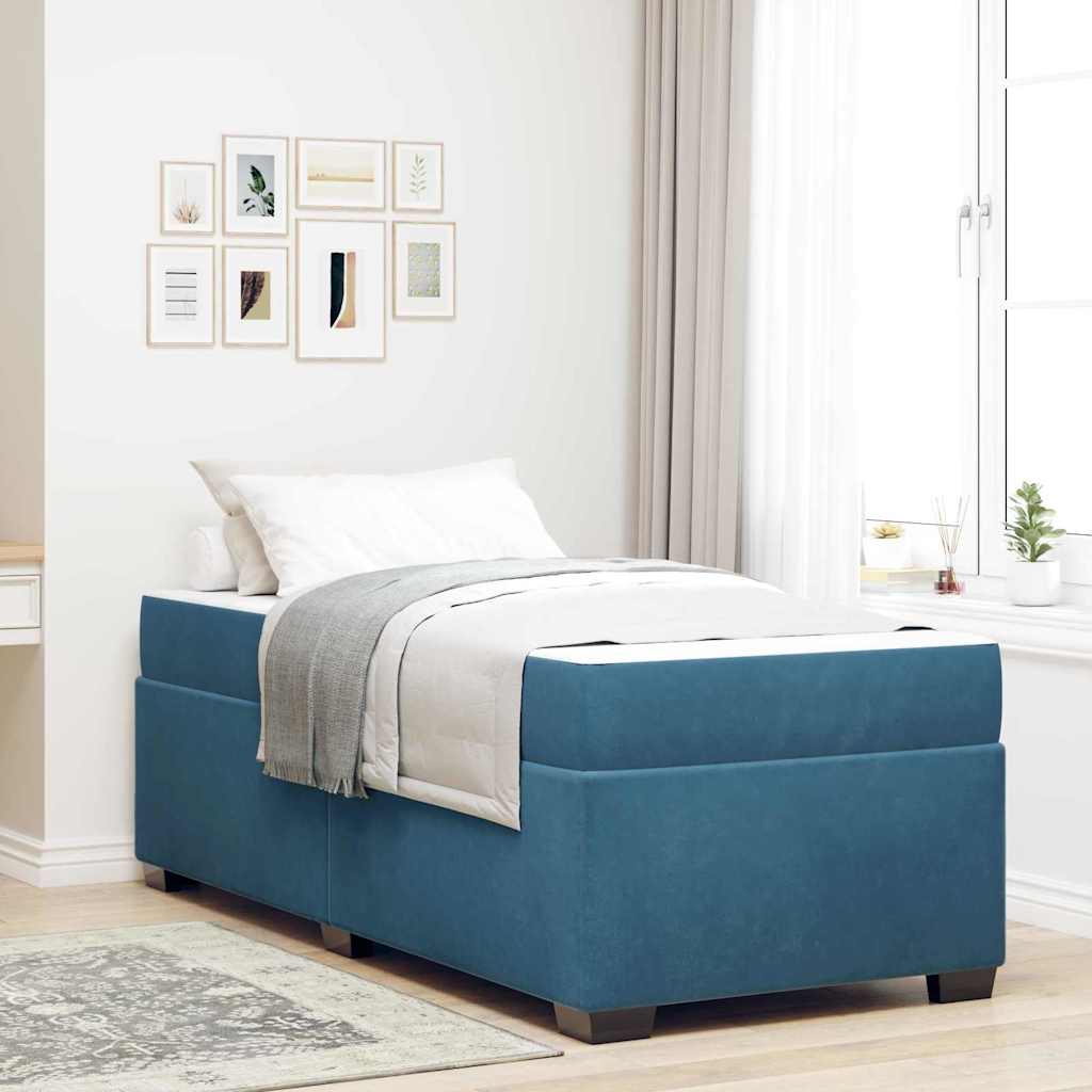 Bedframe met matras Blauw 80 x 200 cm Stof is nu te koop bij PeponiXL, paradijselijk wonen!