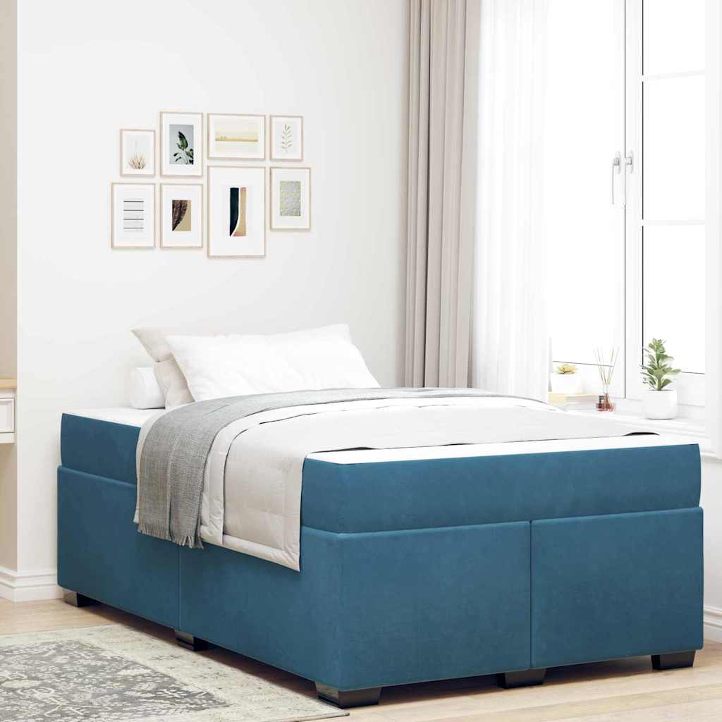 Bedframe met matras Donkerblauw 120 x 190 cm Stof is nu te koop bij PeponiXL, paradijselijk wonen!