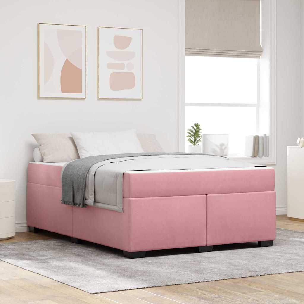 Bedframe met matras Roze 140 x 200 cm Stof is nu te koop bij PeponiXL, paradijselijk wonen!