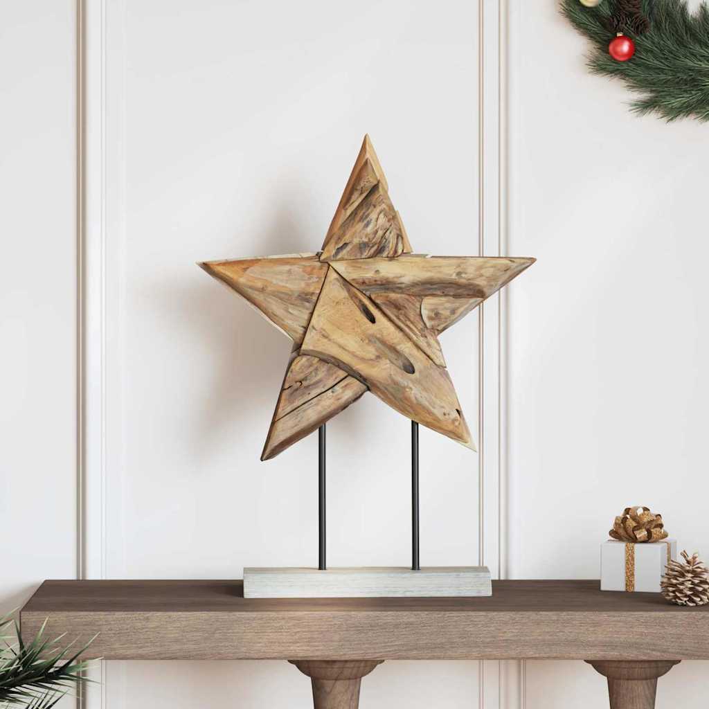 Kerstster Bruin 43,5 x 13,5 x 59 cm Massief Teakhout is nu te koop bij PeponiXL, paradijselijk wonen!