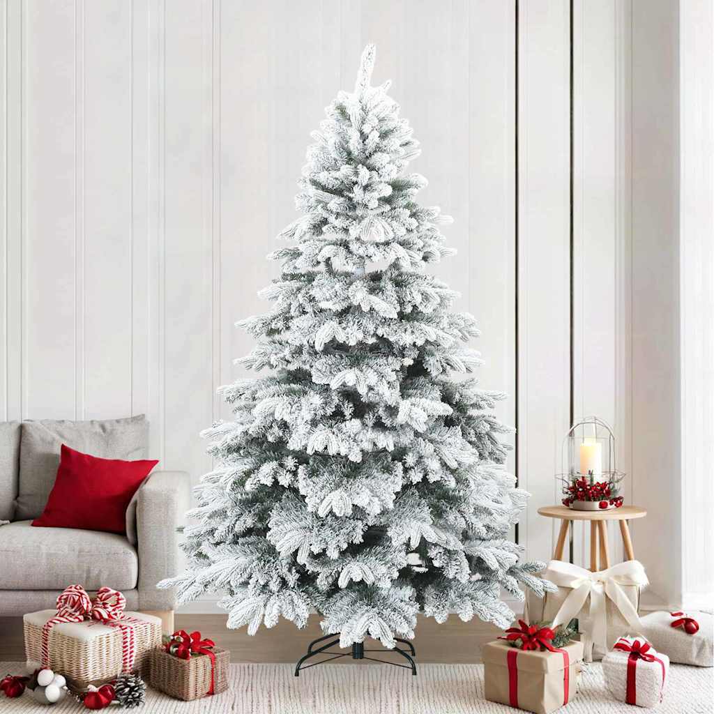 Kunst Kerstboom met Geveerde Takken, Sneeuw Bedekt Wit 240 cm is nu te koop bij PeponiXL, paradijselijk wonen!