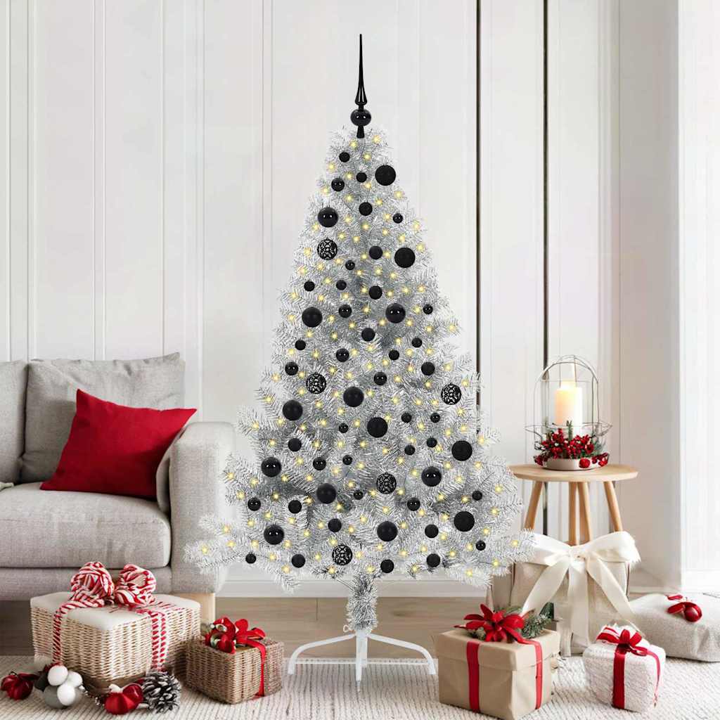 Kunstmatig Voorverlicht Kerstboom Zilver 180 cm PET is nu te koop bij PeponiXL, paradijselijk wonen!